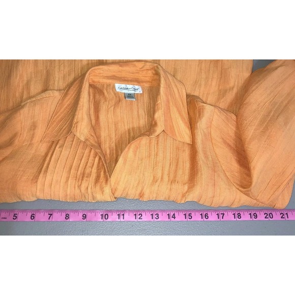 Coldwater Creek Blouse Women's Size PM Orange Bracelet Sleeves Button Down - Picture 10 of 12